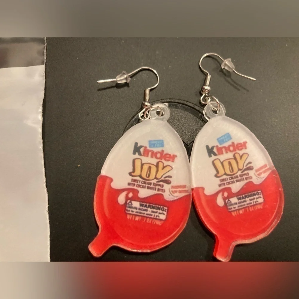 4/$25 Kinder Joy dangle earrings. NWOT. Adorable & perfect for the candy fan